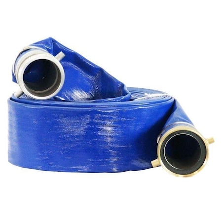 3 In. X 25 Ft. Pin Lug Fittings PVC Lay Flat Water Pump Discharge Hose, Reinforcement Spiral Plies